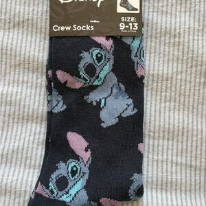 Disney Black Crew Socks with Stitch Pattern, soft fun socks for everyday wear